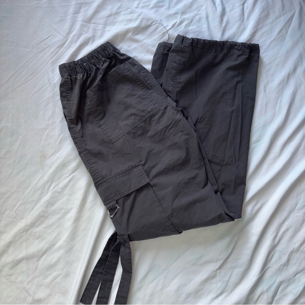 Wide-Leg Black Cargo Jumpsuit Pants with Utility Pockets